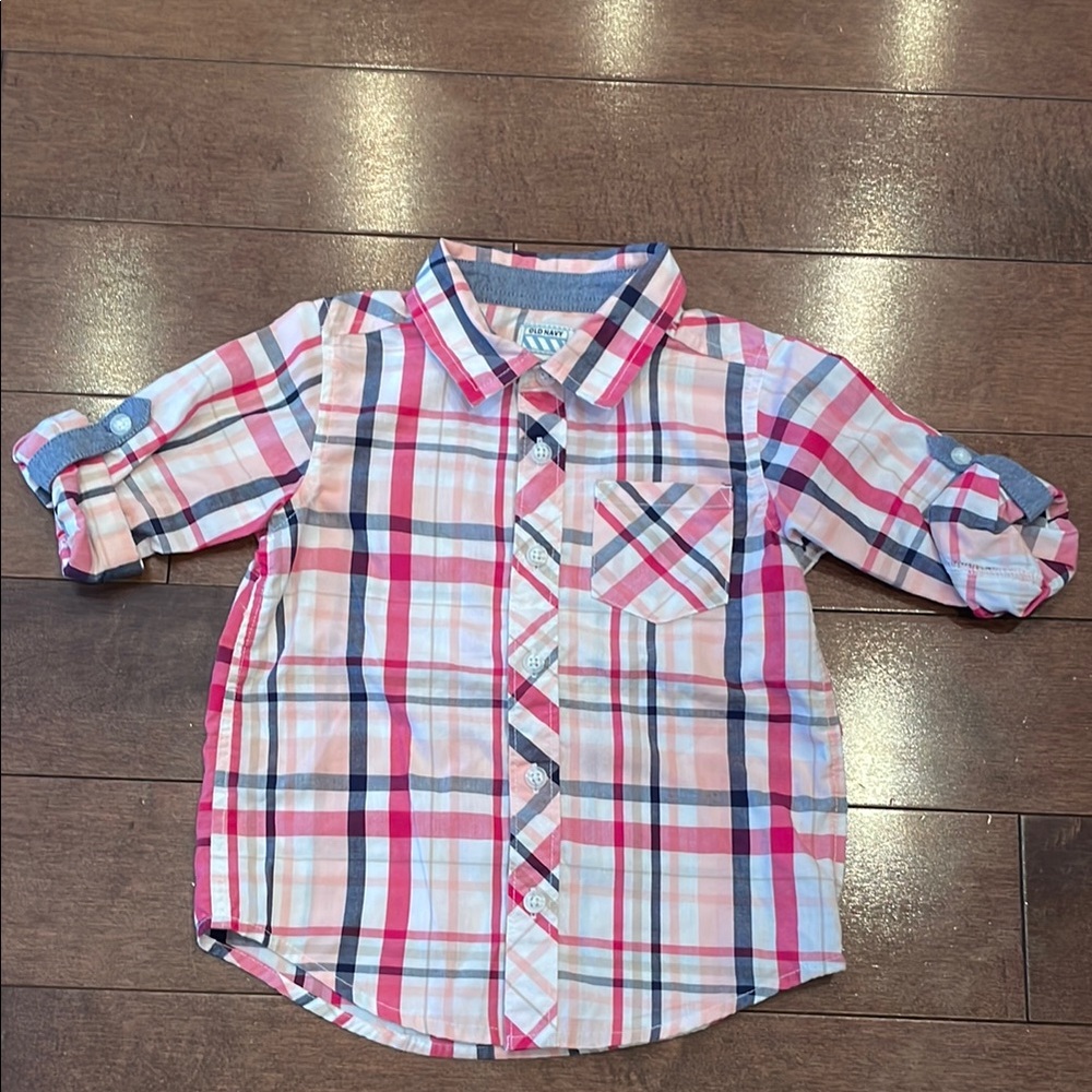 Plaid Kids Shirt - Pink and Blue